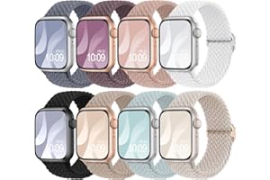 ADORIQUE 8 Pack Braided Stretchy Solo Loop Compatible with Apple Watch Bands for Women 40mm 38mm 41mm 44mm 46mm 45mm 42mm 49mm Men, Adjustable Sport Elastic Strap for iWatch Series 10 9 8 7 6 5 4 3 SE Ultra