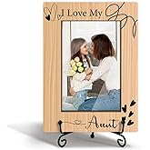 HQLOW Aunt Picture Frame Wood Photo Frame Fits 4x6 Vertical with Stand - I Love My Aunt, Aunt Birthday Gifts, Thank You Gift for Women from Niece Table Desk Shelf Decor -01