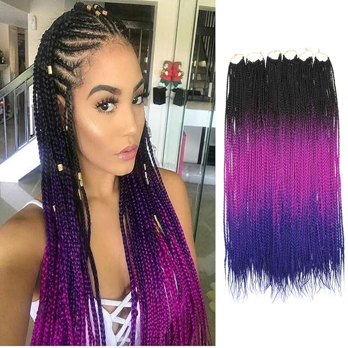 Buy Ombre Box Braids Crochet Hair Braids 24 Inch Medium box braid