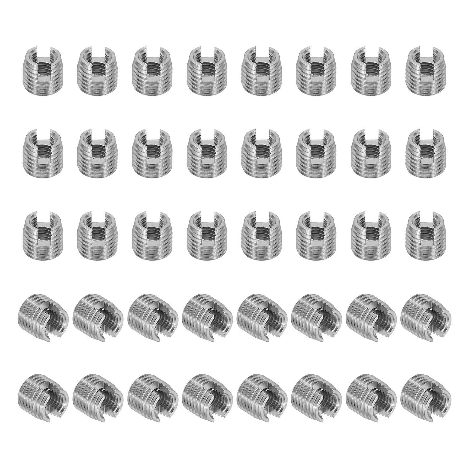 PATIKIL Self-Tapping Threaded Inserts, 40 Pcs M4 x M6.5 x 6mm 303 Stainless Steel Thread Adapter Reducer Slotted Screw Repair Inserts Nuts Sleeve — image 1