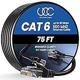 Cat 6 Ethernet Cable 75 ft, 10Gbps High Speed