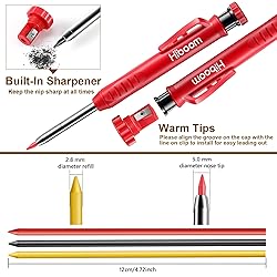 Hiboom 2 Pack Solid Carpenter Pencils with Pencil