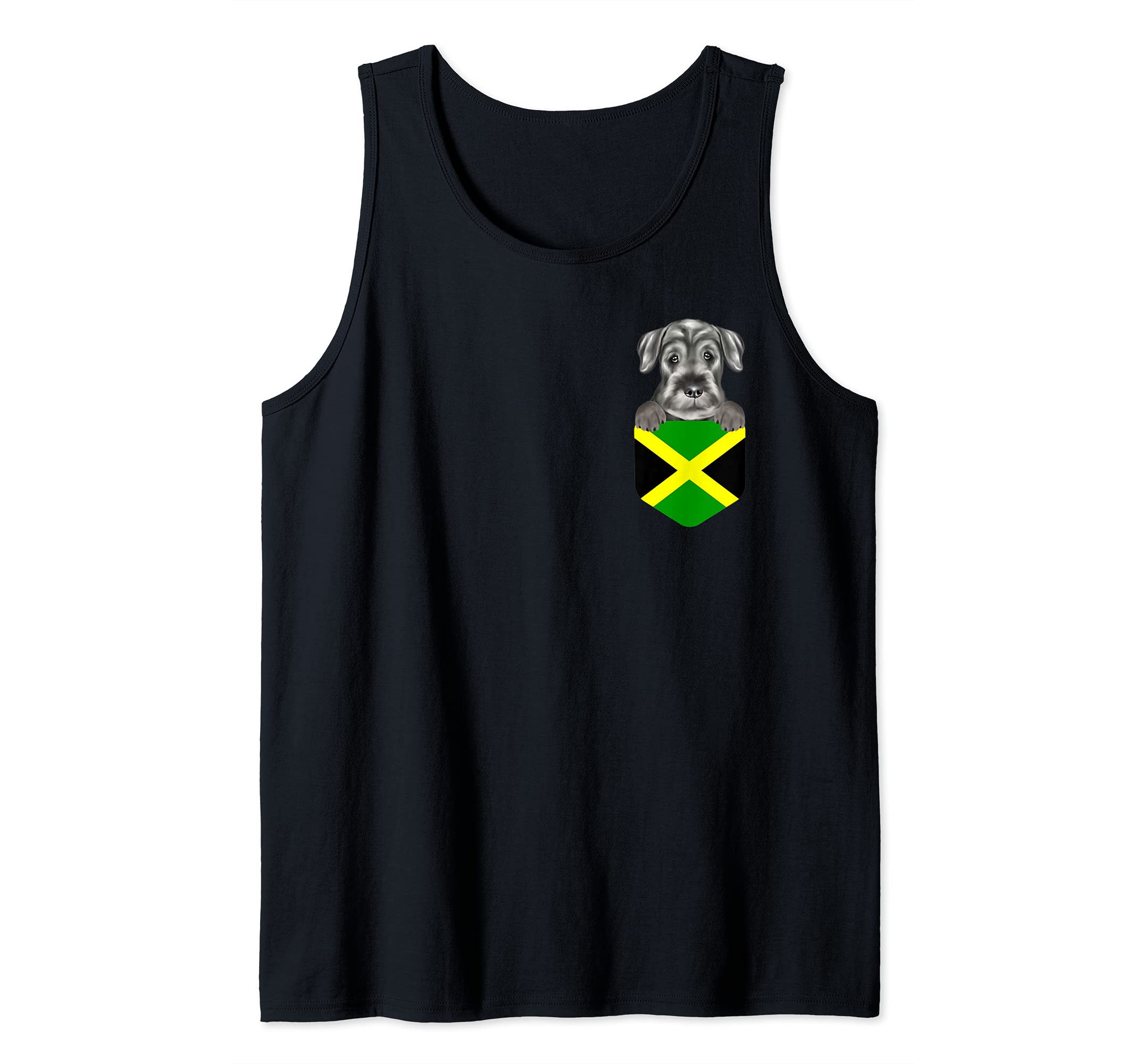 Jamaica Flag Standard Schnauzer Dog In Pocket Tank Top