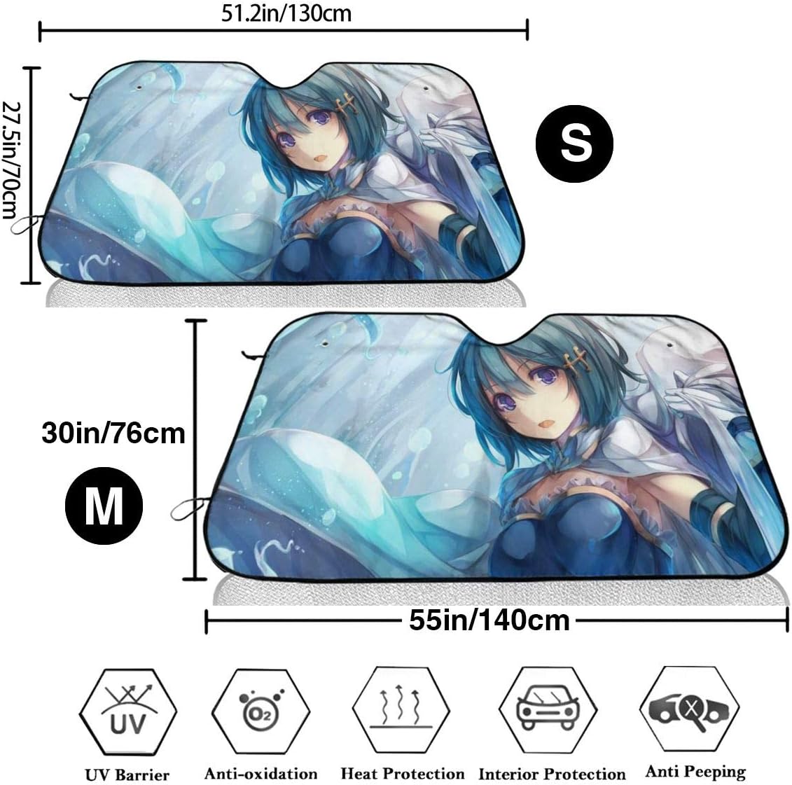 Amazon アニメガールクール サンシェード カーサンシェード 車用遮光カーテン 折りたたみ 日よけ 紫外線対策 遮光 断熱 軽量 耐久性 汎用 車用サンシェード 簡単着脱 車 バイク 車 バイク