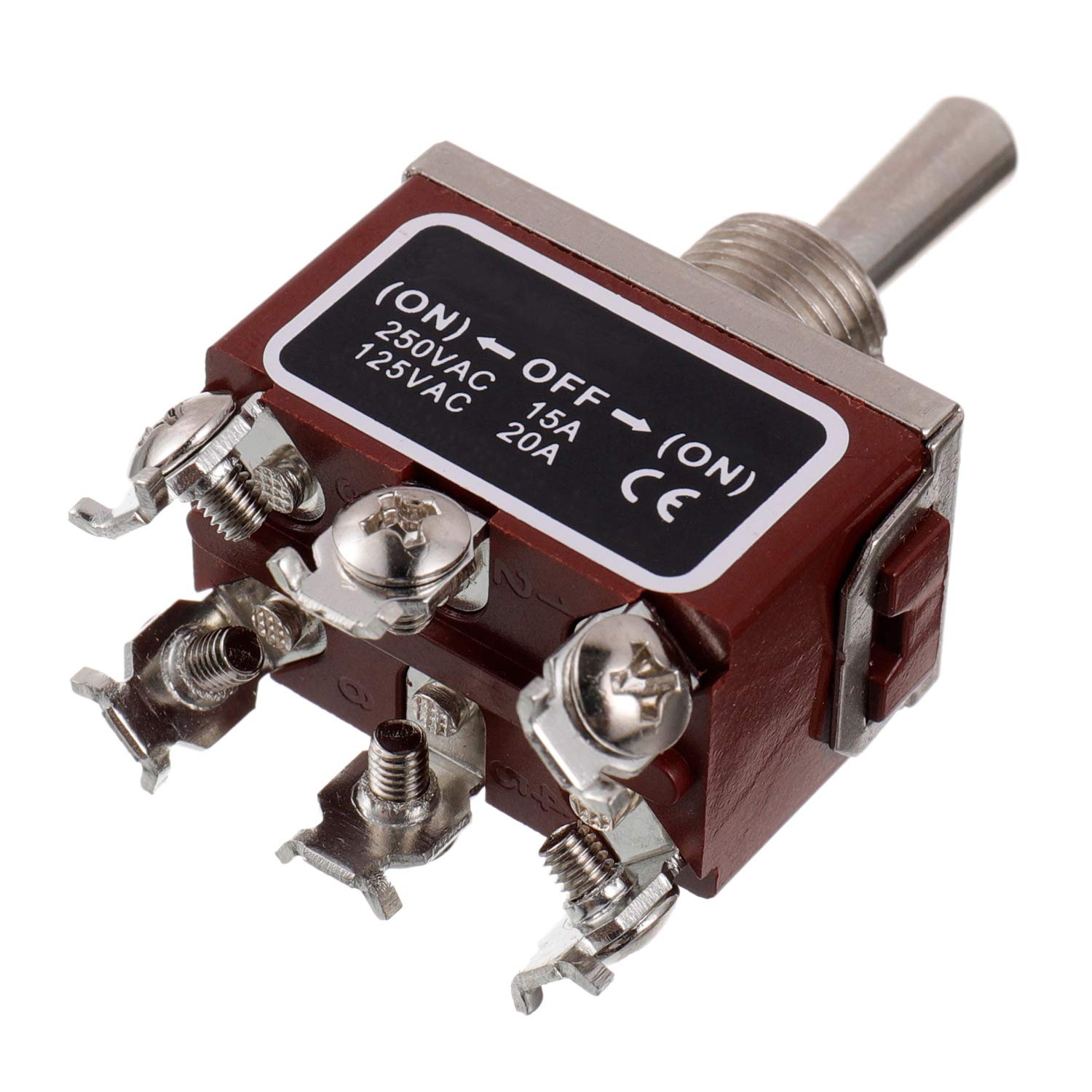 BOJACK RT1322FS Toggle Switch 125V 20A Momentary Automatic reset Switches 250V 15A DPDT ON -OFF- ON 6 terminal pin Rocker Switch with Metal Waterproof Cap (Pack of 2 pcs) - Image 5