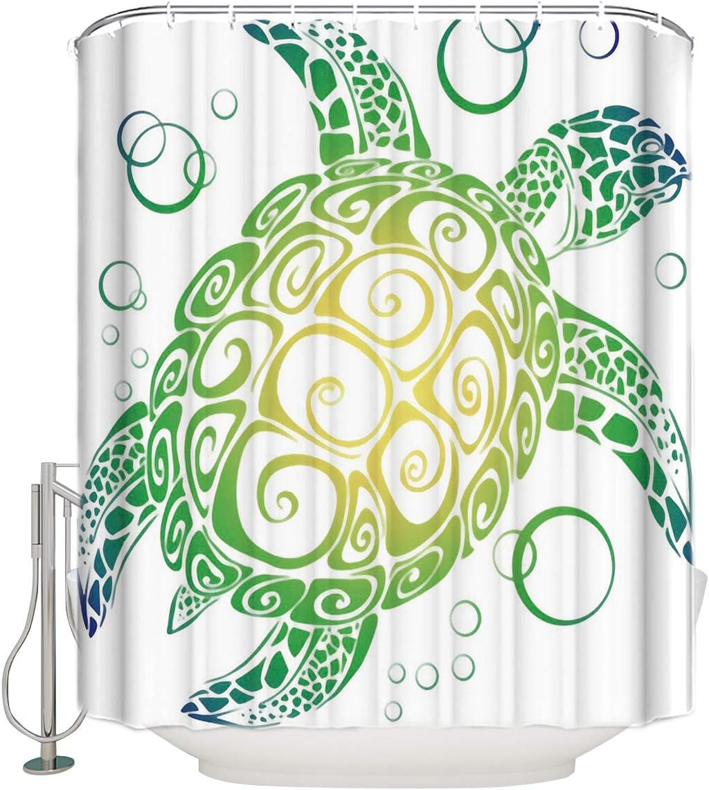 Libaoge Fresh Design Cute Bubble Sea Turtle Fabric Polyester Shower Curtain Bathroom Decor 72x72 Inch