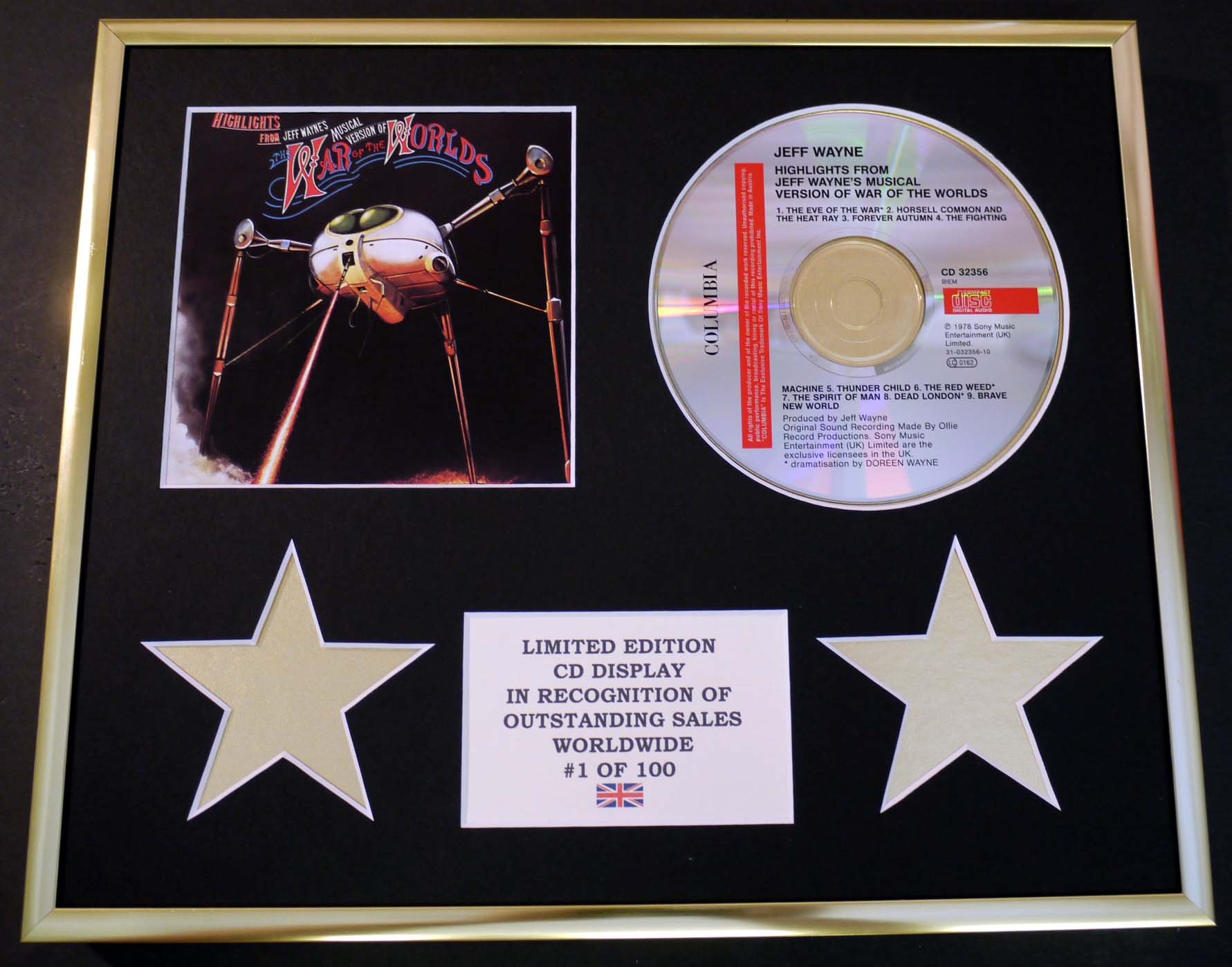 JEFF WAYNE/CD DISPLAY/LIMITED EDITION/COA/THE WAR OF THE WORLDS