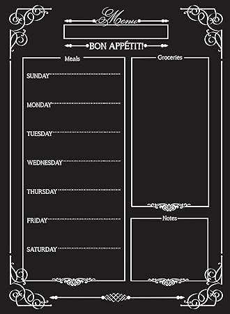Amazon Com Weekly Menu Magnetic Chalkboard Style Refrigerator