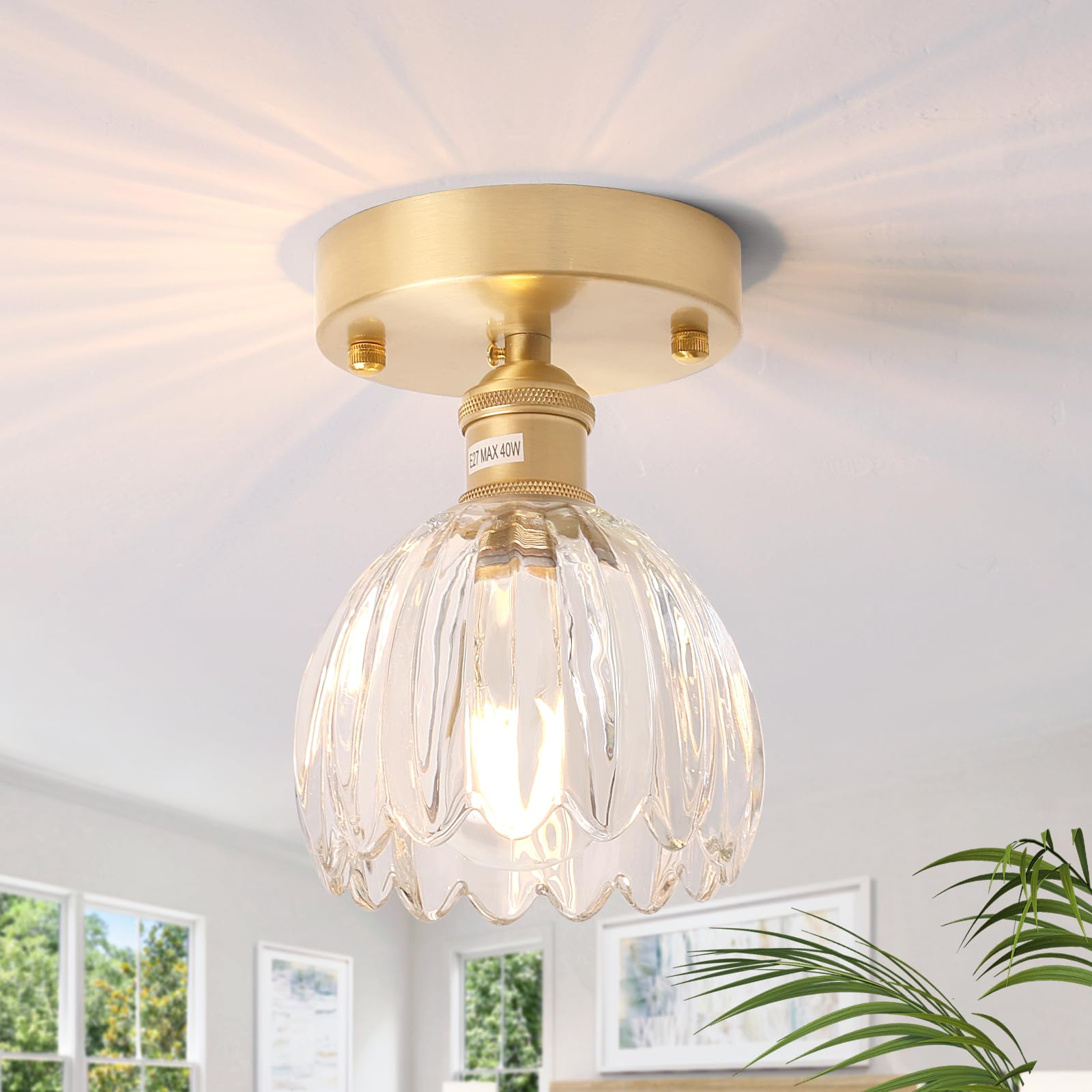 Shenmoyl Semi Flush Mount Gold Vintage Lights