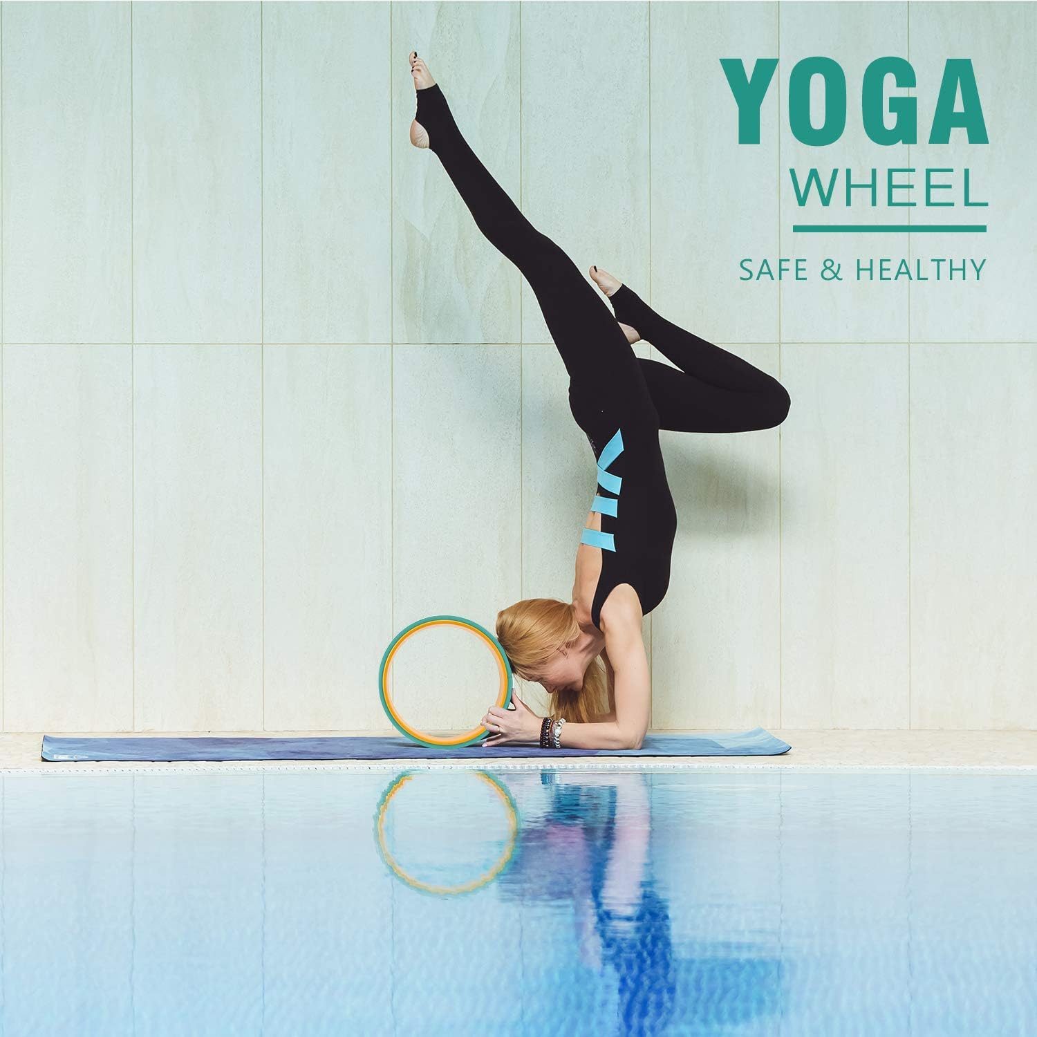 PACEARTH Yoga Wheel Chirp Wheel 13.4in Strong Back Wheel Stretcher with Icon Guide-Support up to 661lbs for Back Pain, Stretching and Muscle Strengthening : Sports & Outdoors