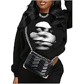 SHENHE Women's Graphic Sweatshirt Y2K Long Sleeve Drop Shoulder Crew Neck Streetwear Goth Sweatshirt