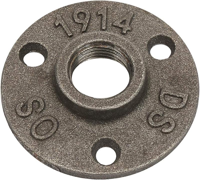 TICFOX 10Pcs 1/2" Cast Iron Floor Flange 3 Hole Pipe Fitting Steampunk Base DN15