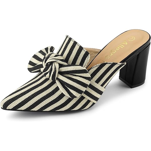 FSJ Women Vintage Slip On Pumps Mules Slide Slipper Pointed Closed Toe Kitten Low Heel Sandals Ladies Girls Evening Party Classic Dress Shoes Size 4 Black | Mules & Clogs
