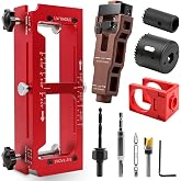 Vorhixa Door Hinge Jig, Door Lock Installation Kit, Door Latch Mortise Tool | ALL-IN-ONE Router Jig for Door Hinge from 2.5" to 5", Square, 1/4" R, 5/8" R, Router Templates, Door Hole Drilling Kit
