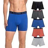 Hlizonn Men's Boxer Briefs 5-Pack, Ultra Soft, Moisture Wicking & Breathable Underwear with Comfort Pouch, Stretch Fit