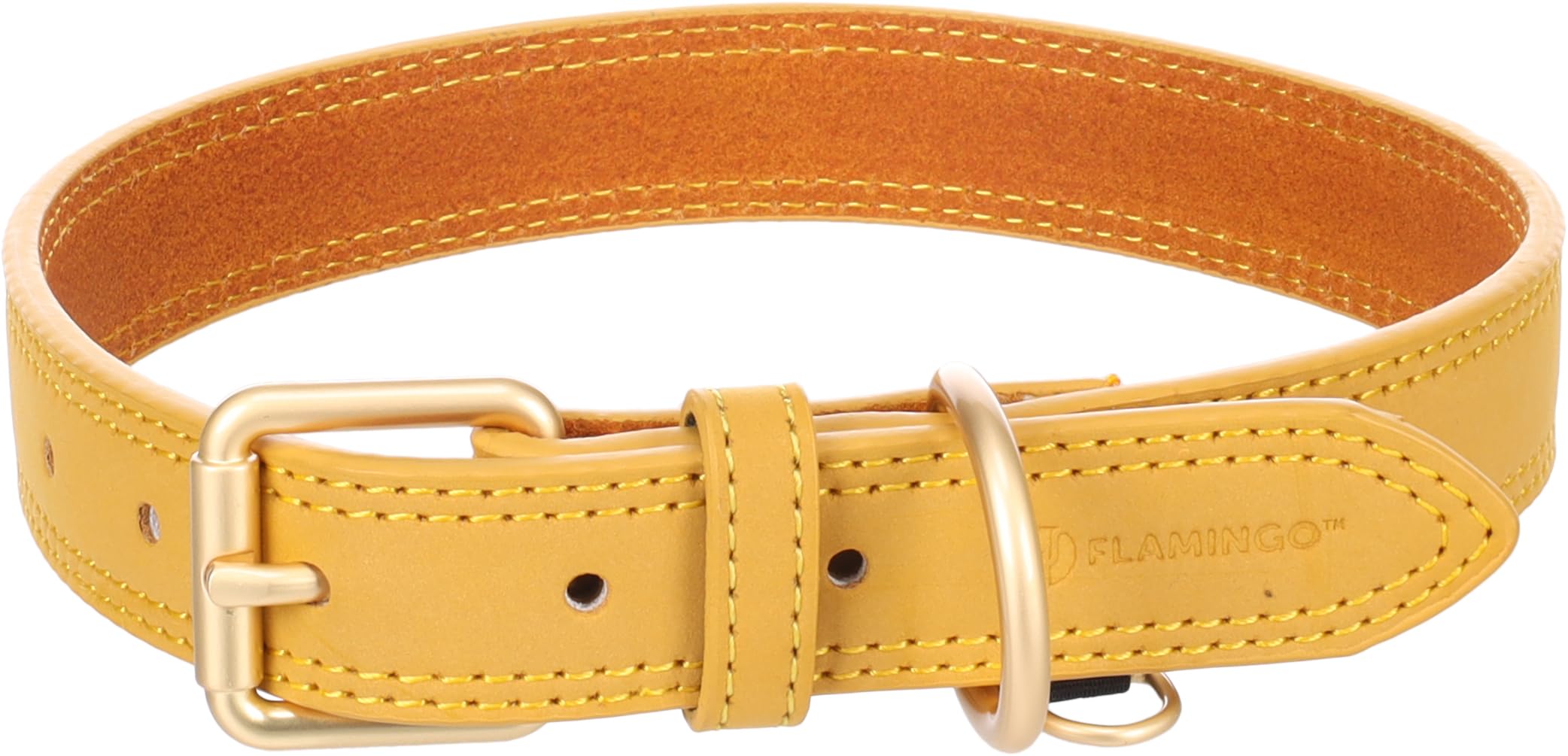 Flamingo Dog Collar Virginia Yellow L 43-53cm 25mm