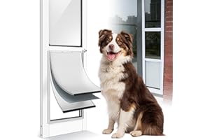 [Petoasis] Dog Door for Sliding Glass Door,Upgrade Magnetic 3 Flap Extreme Weather Doggy Door,Fit 76-3/8" ~ 80-5/8" Sliding Door Dog Door Insert,Large Doggie Door for Sliding Door(L)