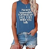 YITAN Women Funny Graphic Tank Top I AM NOT Sleeveless Tees