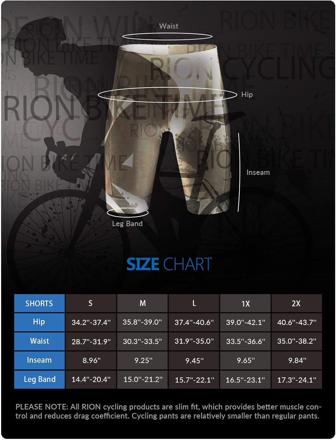 RION Men's Cycling Padded Shorts Bike Tights Bicycle Pants: Clothing