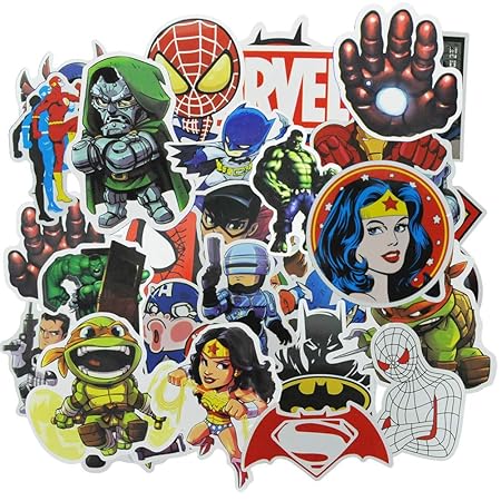 FOCCTS 100 Stücke Superhelden Laptop Aufkleber Coole Aufkleber für Skateboard Gepäck Auto Motorrad Fahrrad Skateboard Stoßsta