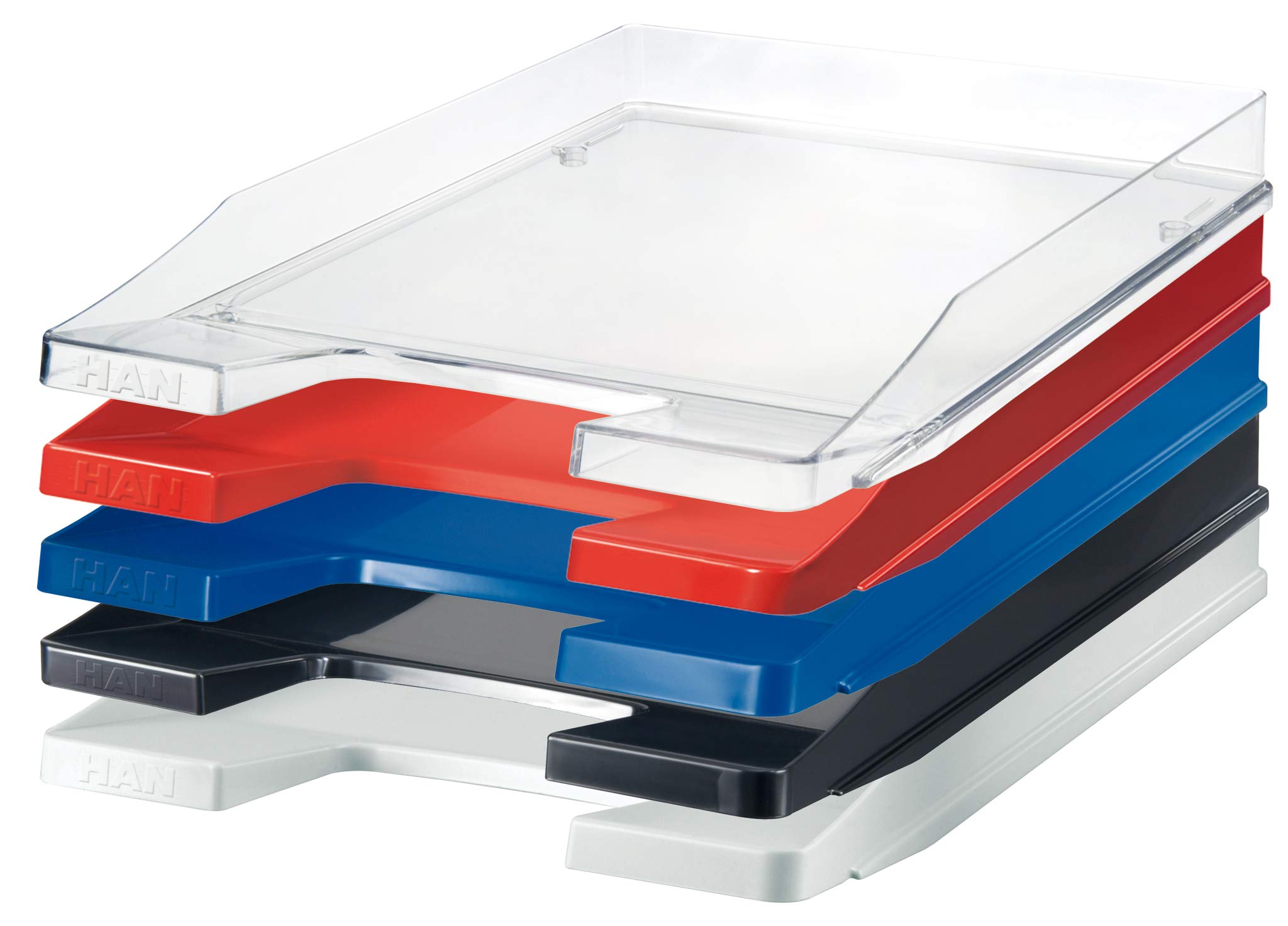 HAN Briefablage JUNIOR, 5 STÜCK, Dokumentenablage, Briefkorb, Briefhalter, Organizer Büro, Papierablage, Flache Ablage bis Format DIN A4/C4, 1025-17, rot 3
