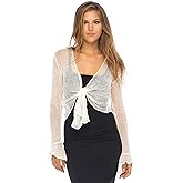 Back From Bali Womens Sheer Shrug Bolero Long Sleeves Cropped Cardigan Lite Bell Sleeves