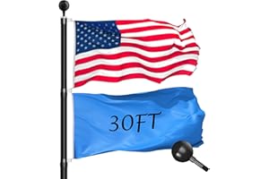 Wphold 30FT Telescopic Flag Pole Kit: Extra Thick Telescoping Flag Poles, Black Heavy Duty Flag Poles for Outside House Inground with 3x5 American Flag