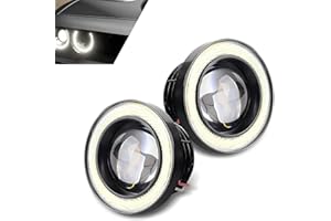Fiknonk 2 PCS Fog Lights LED, 3 Inch Angel Eye Halo LED Fog Light with COB Chip, Super Bright White Driving Light Kit, Univer