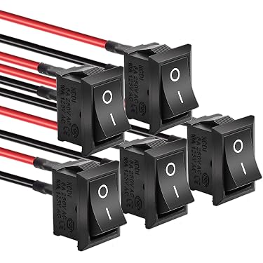 16A 250VAC Dpst Clyxgs Waterproof Rocker Switches 5-Pack - DPST 6-Pin ...