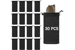 lipetol Microfiber Glasses Pouch(30, 60Pack), Soft Sunglasses Bag Pouches Bulk with Drawstrings Eyeglass Case Cloth Sleeve