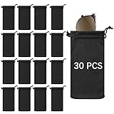 30 Pack Microfiber Glasses Pouch, Black Sunglasses