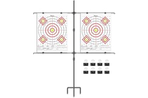 Highwild Adjustable Paper Target Stand, Frame with 8 Clips | Clear Bullseye Targets Sheet for Shooting Practice