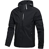 Hikevitang Men's Lightweight Waterproof Rain Jacket,Shell Hooded Outdoor Raincoat Hiking Windbreake jacket