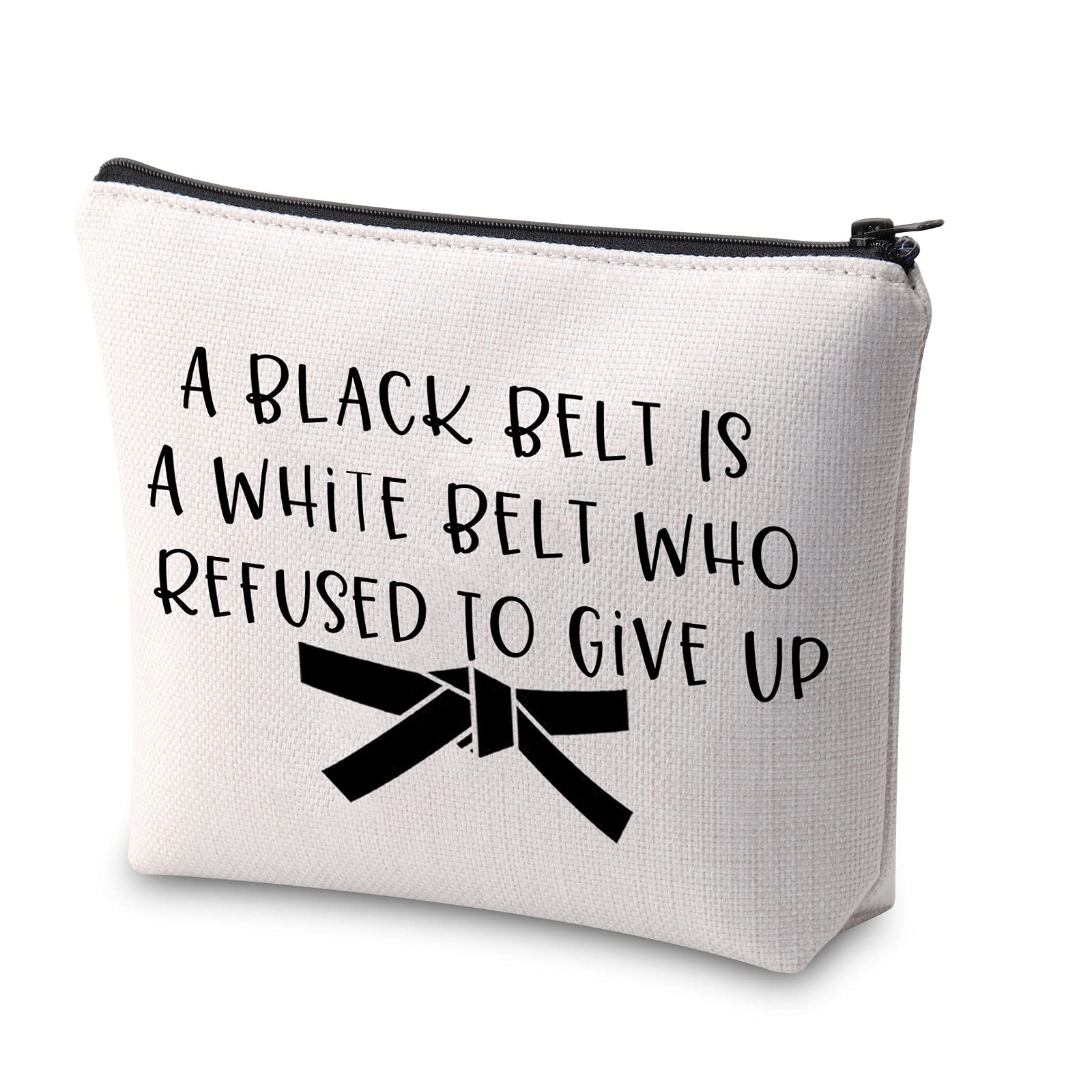 Martial Arts Taekwondo Karate Gifts Jiu Jitsu Gift A Black Belt is A White Belt Who Refused to Give Up Cosmetic Bag Black Belt Taekwondo Fighter MMA Judo Gifts
