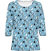 Hinthetall Summer Tops 3/4 Sleeve Fall T Shirts Casual Blouses Tunic Top Crewneck Workout Yoga Tees S-2XL