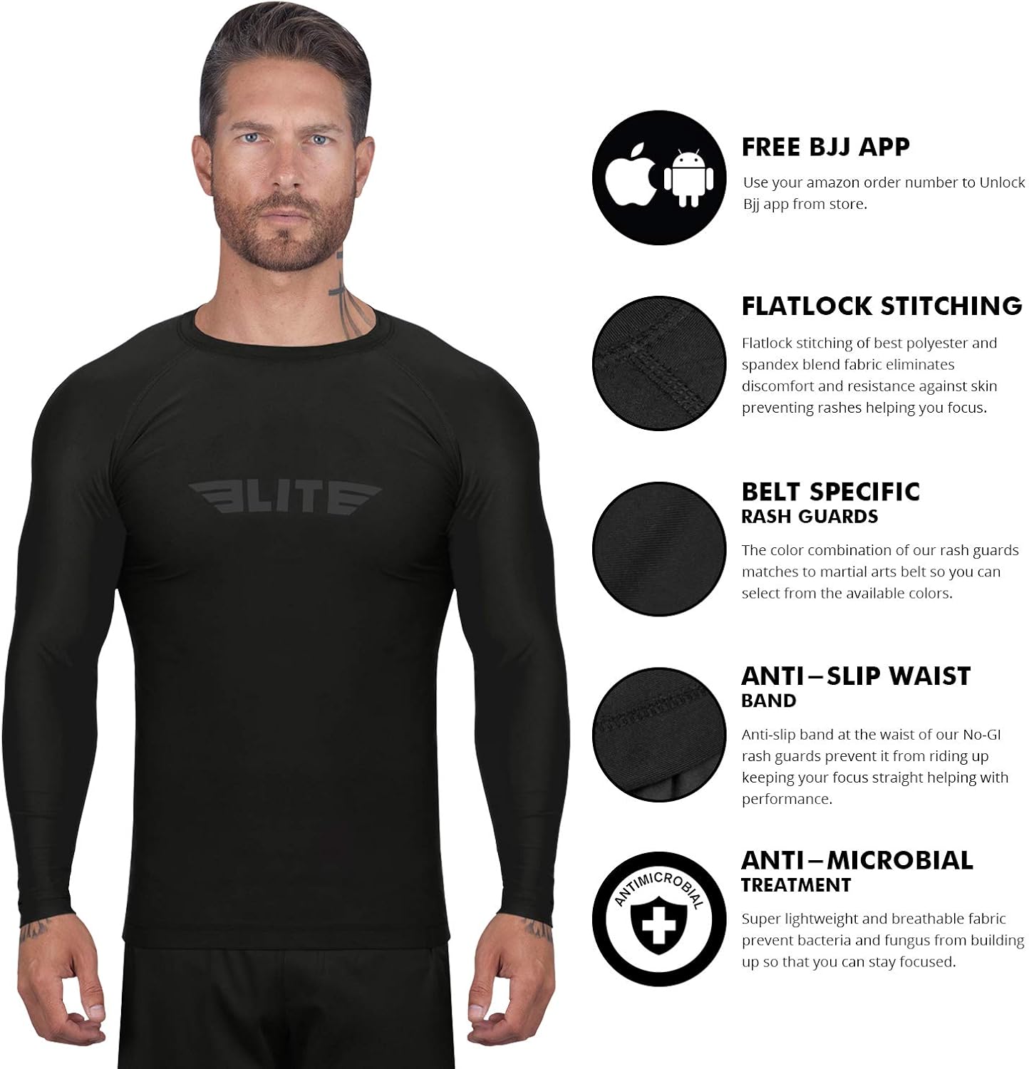 Elite Sports Men's Rash Guard: Clothing