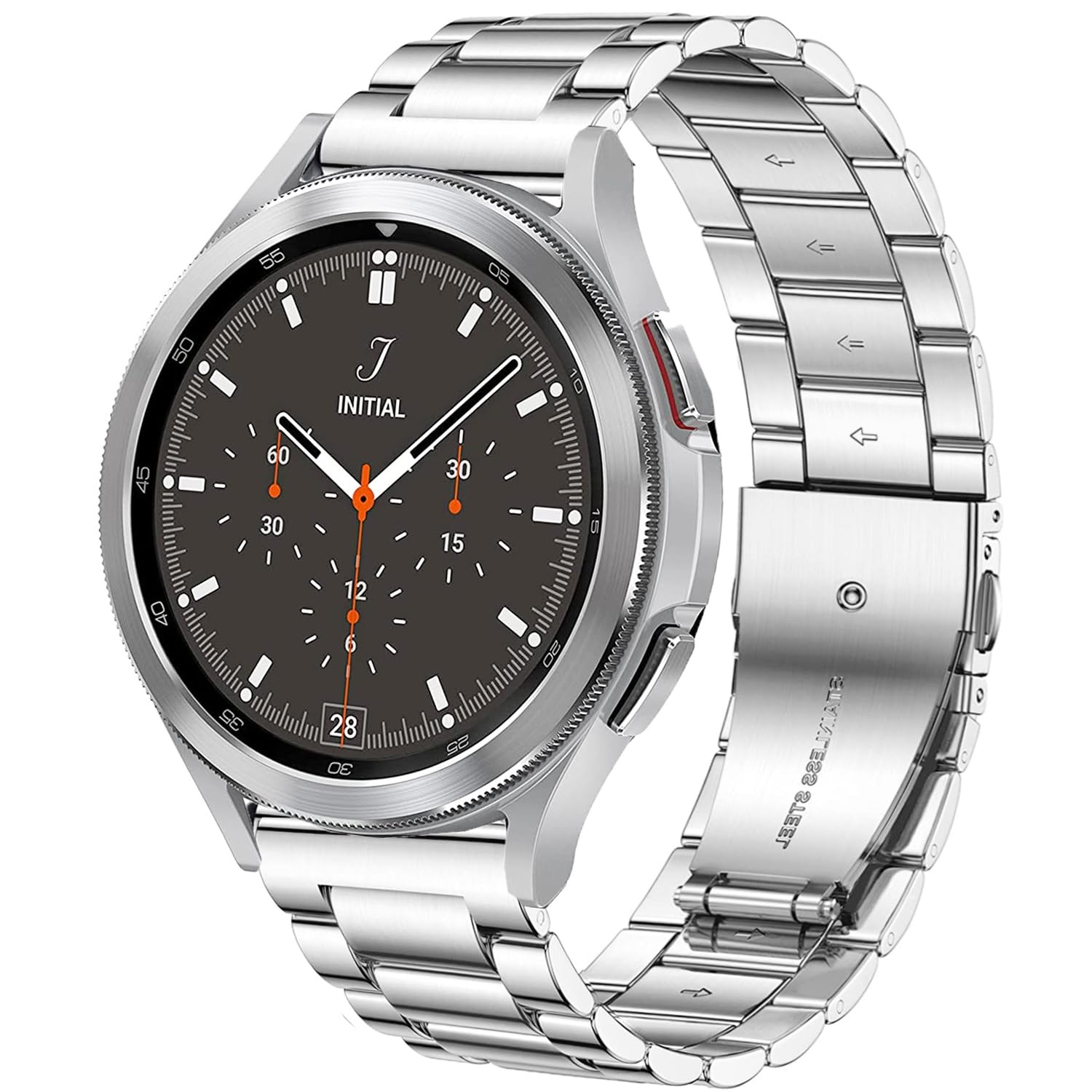 DEALELE Compatible with Samsung Galaxy Watch 6 / 6 Classic / 5 / 5 Pro / 4 / 4 Classic / 3 41mm / Active 2, 20mm Stainless Steel Metal Replacement Strap for Huawei GT2 42mm / GT3 42mm, Silver