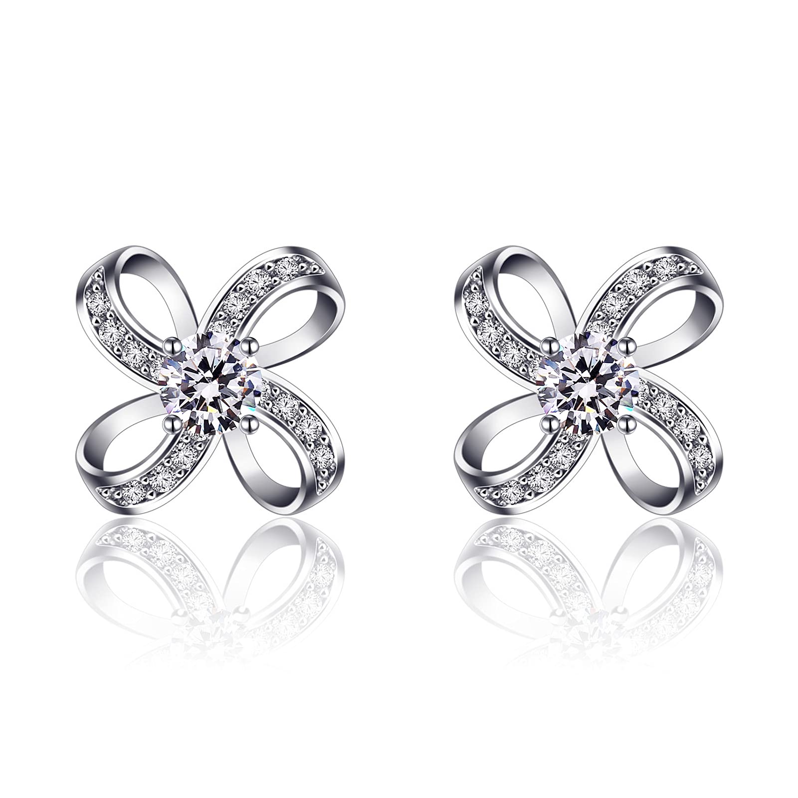 Jewlldeen Sterling Silver Earrings for Women,925 Cubic Zirconia Stud Jewelry,Gifts for Her,Girlfriend, Mom