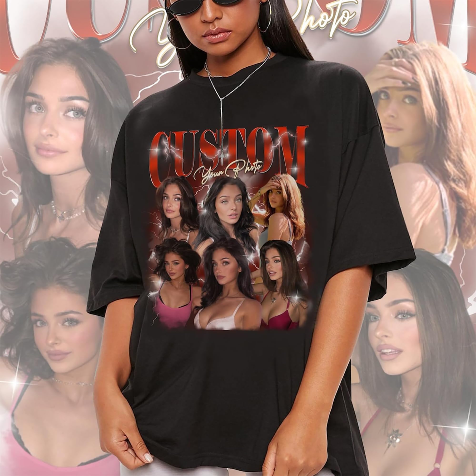 NAZENTI Custom Bootleg Rap Tee, Custom T-Shirts with Picture, Retro Custom Bootleg, Valentine's Gifts for Him Her