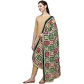 themilestocks Woman's Embroidered Chiffon Garba Dupatta Navratri Wrap Indian Bridal Wedding Phulkari Stole