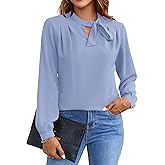 Blooming Jelly Womens Business Casual Tops Elegant Tie Neck Long Sleeve Dressy Fall Blouses 2024 Ladies Trendy Work Shirts