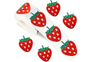 1 Roll 500 PCS Strawberry Stickers Decal Teacher Reward Cute Office Supplies Incentives Strawberry Theme Party Favor Decorati