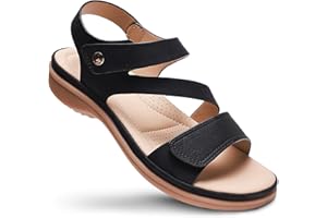 Littleplum Womens Sandals Arch Support – Comfortable Flat Sandals for Women, Summer Breathable Adjustable Orthotic Walking Shoes for Beach,Travel
