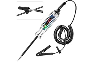 WINAMOO Upgraded 3-72V Digital Automotive LED Circuit Tester, DC Voltage Test Light with Voltmeter & Portable Spring Wire, Vehicle Circuits Low Voltage Light Tester Pen with Sharp Stainless Probe