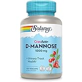 SOLARAY D-Mannose 1000mg with CranActin Cranberry Supplement 400mg, Urinary Tract Health & Bladder Support Capsules with Vitamin C, Vegan, 60 Day Guarantee, 60 Servings, 120 VegCaps