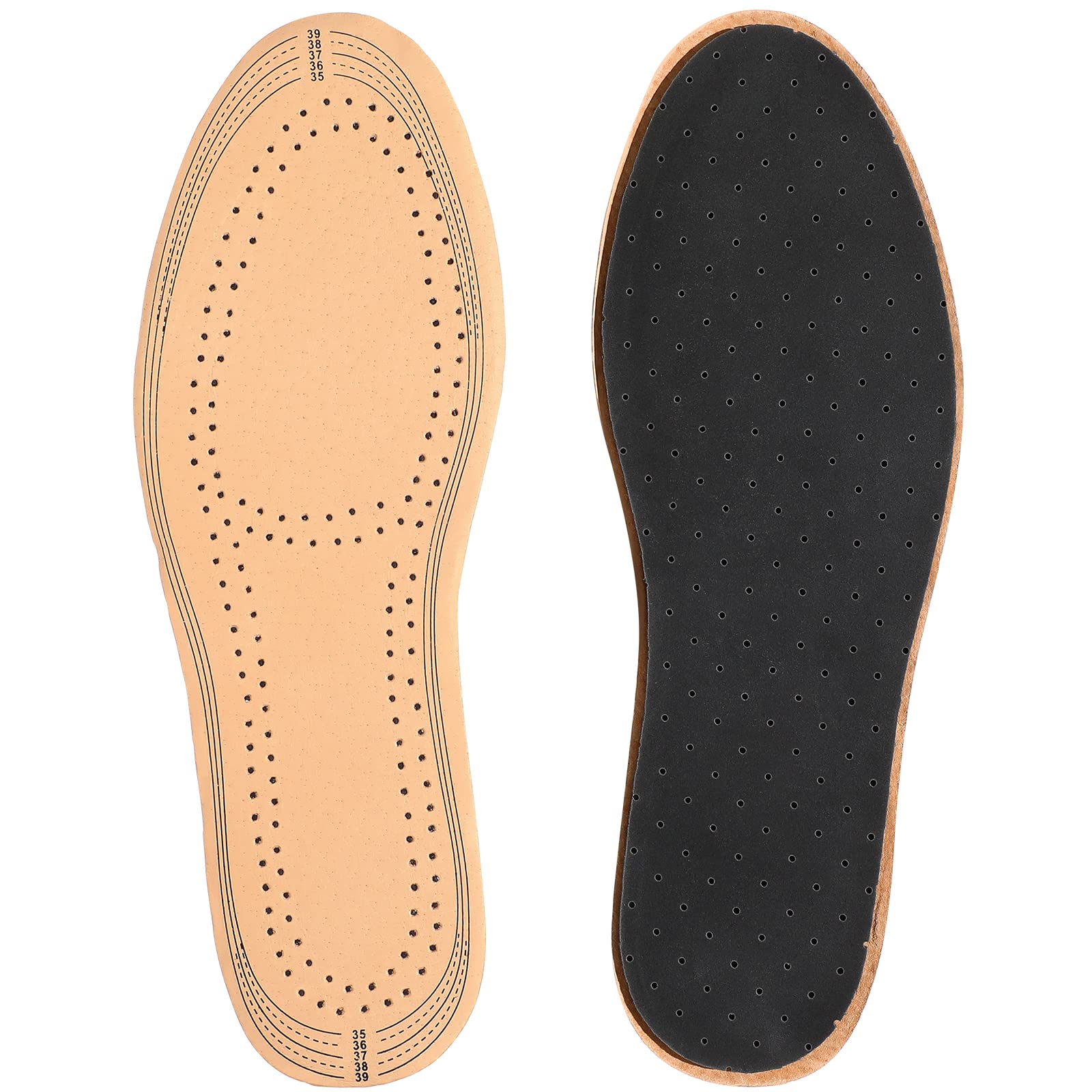 Ultra Thin Leather Insoles for Women and Men, Instantly Absorb Sweat Replacement Shoe Inserts Shoes Insole Pads Cutable Design, Size S