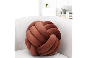 XHJRI Soft Knot Ball Pillows, Round Ball Cushion Pillows, Kids Room Decoration Plush Pillow Girl Photography Props, Throw Knotted Pillow Handmade (FireBrick 113, 8.6 Inch)