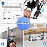 SEGNAYEN Under Desk Cable Management Tray No Drill Metal Wire Organizer Clamp view 7