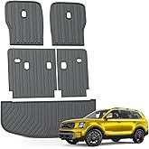 KUST Cargo Mat for 2020-2025 Kia Telluride 7 Seats, Rubber Rear Trunk Liner with 2nd/3rd Row Backrest Kick Mat for Telluride Accessories High Edge Cover All Weather Protection