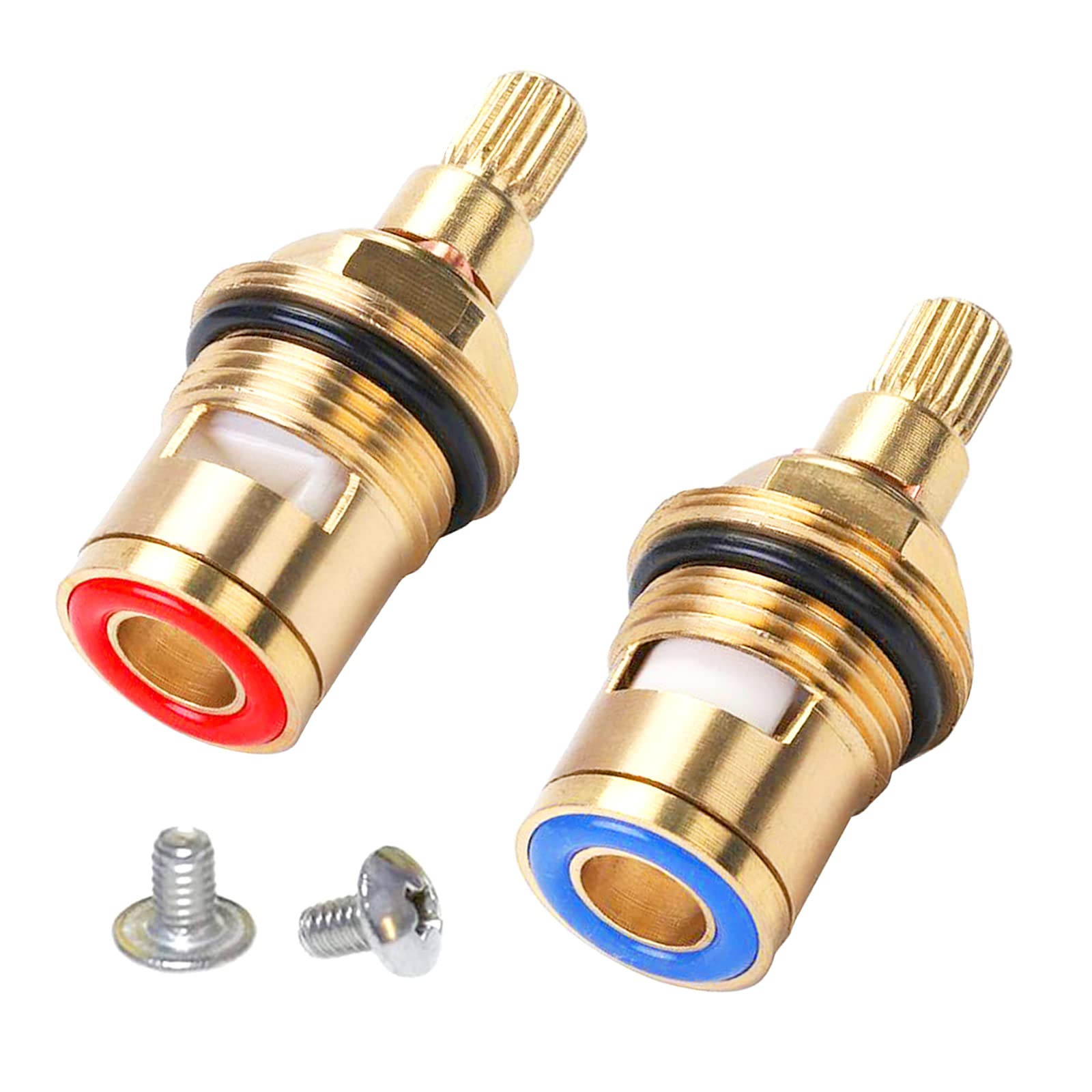 2 Pieces Ceramic Tap Cartridge Replacement Brass Tap Glands Repair Kit 1/4 Turn Tap Cartridge with Screws for Bathroom Kitchen (Long Model) (Short Model)